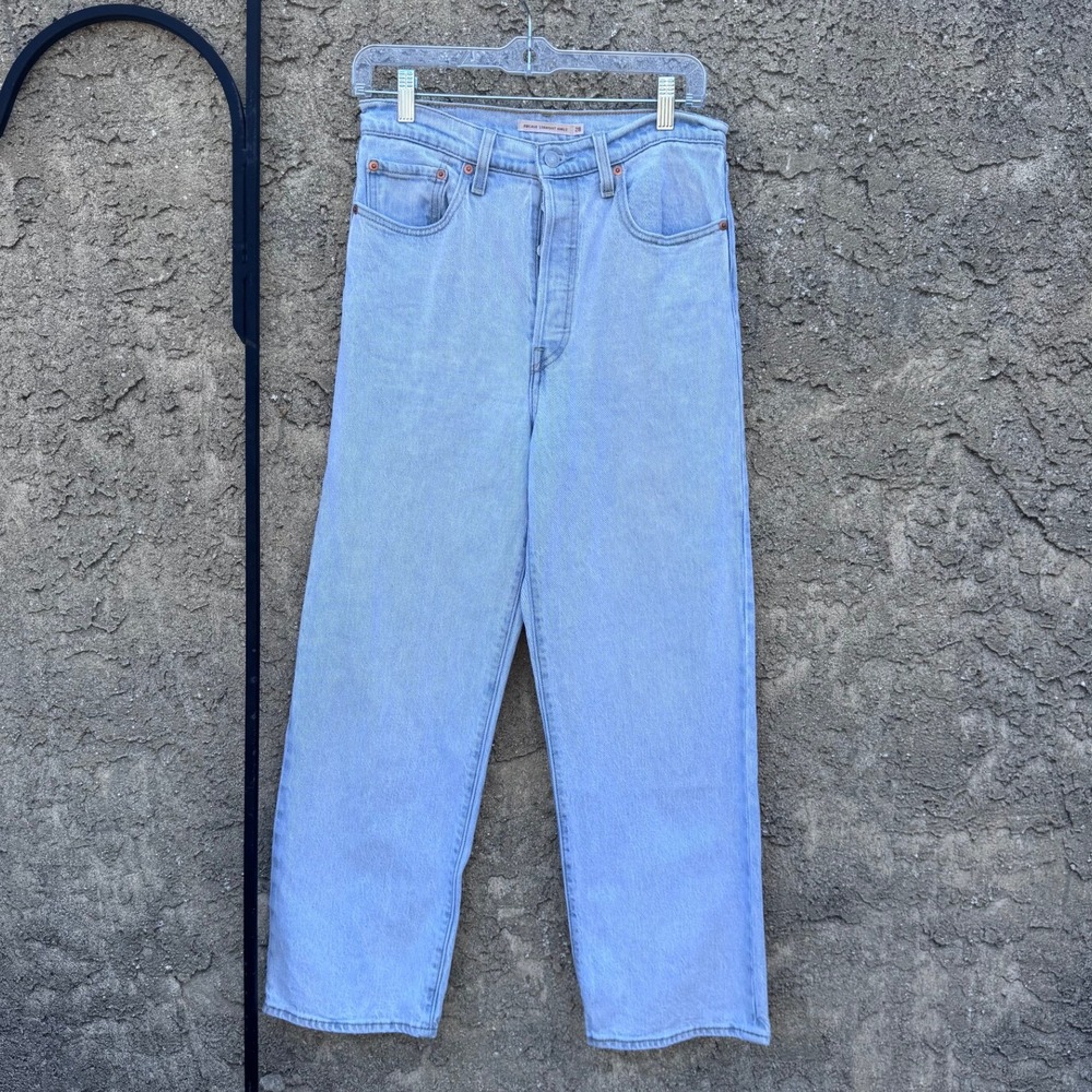 Levis Ribcage Straight Ankle Jeans Womens 28 Light Wash High Rise Button Fly
